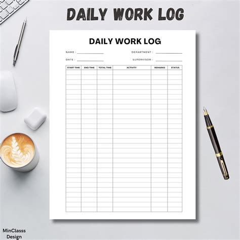 Image result for Daily Work Log Book Template