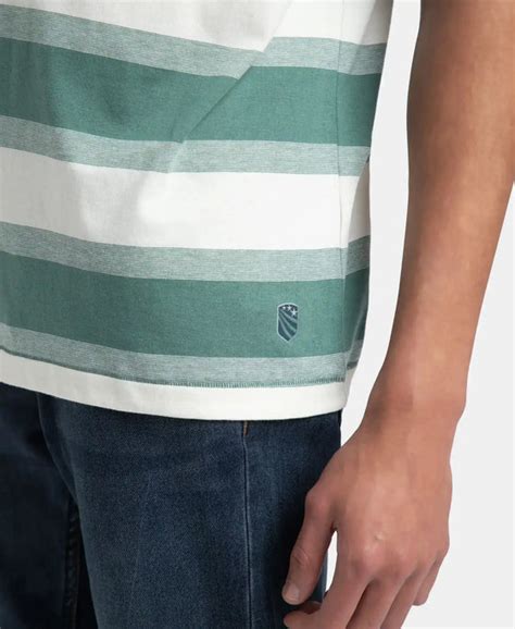 Buy Super Combed Cotton Rich Striped Oversized T-Shirt - Ecru & Green ...