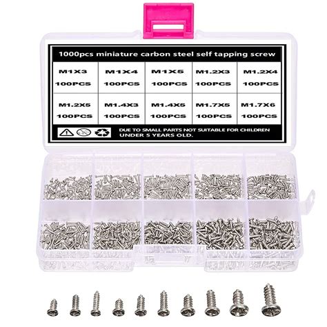 TAIANJI 1000 Pieces Mini Screws Set Self-Tapping Screws Small Screws ...