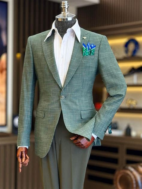 Green Plaid Single Breasted Blazer | Mens fashion blazer, Mens green ...