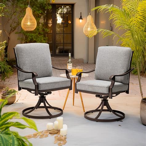 EROMMY Patio Swivel Chair Set of 2, Heavy Duty Outdoor Dining Chairs w ...
