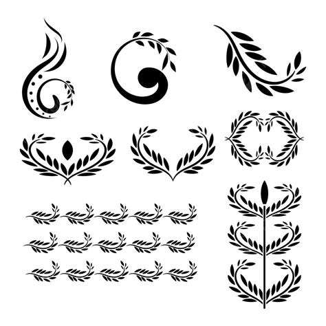 Floral Ornaments Elements Design Silhouette Vector, Silhouette Vector ...