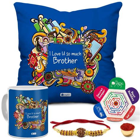Buy Indigifts Love You Bro Quote Printed Cushion 12 x12 Inch with ...