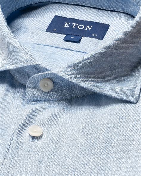 Blue Linen Twill Shirt - Eton