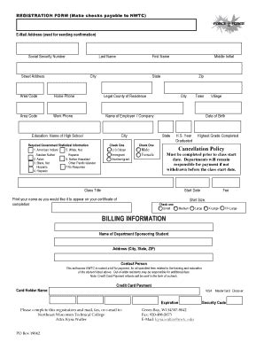Fillable Online nwtc FOF Reg Form-Police Fax Email Print - pdfFiller