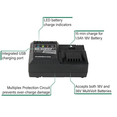 Metabo HPT MultiVolt 18-V 2-Pack Lithium-ion Battery and Charger ...