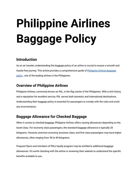 Check In Baggage Rules Philippine Airlines at Rebecca Patrick blog