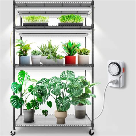 Barrina Plant Stand with Grow Lights for Indoor Plants, 4-Tier Plant ...