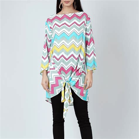 Blue and Pink Chevron Kaftan Top – First Resort by Ramola Bachchan