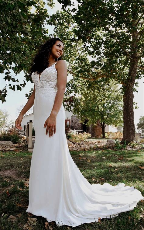 Clean Modern Wedding Dress with Sheer Bodice | Stella York Wedding Dresses