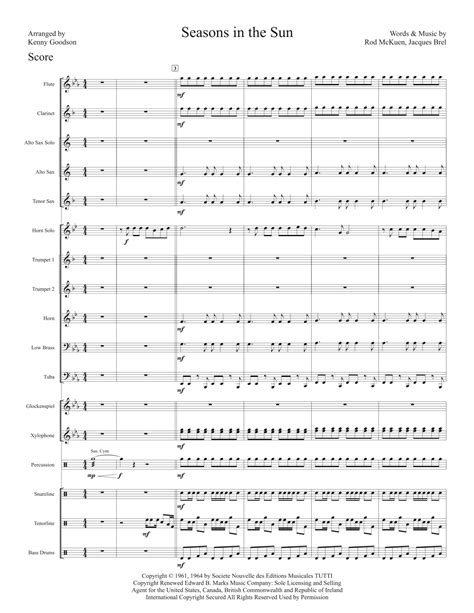 Seasons In The Sun (le Moribond) (arr. Kenny Goodson) by Terry Jacks ...