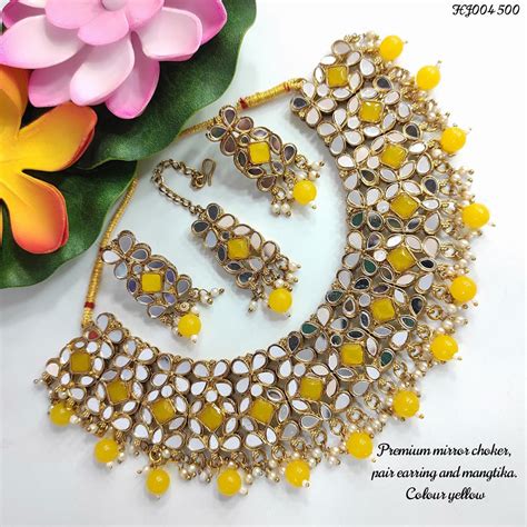 Heera Jewellers Gold Plated Mirror & Beads Necklace Set – JewelEMarket