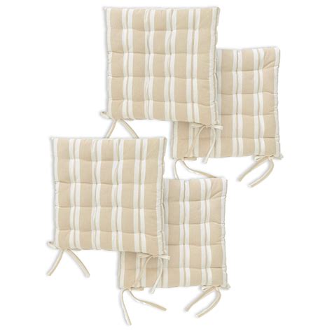 Encasa Homes Chair Cushions 40x40 cm with Ties 4 pcs - Franca Beige ...