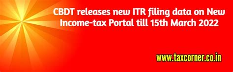 CBDT releases new ITR filing data on New Income-tax Portal till 15th ...
