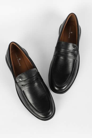 Louis Philippe Formal Shoes, Men Black Leather Slip Ons for Footwear at ...