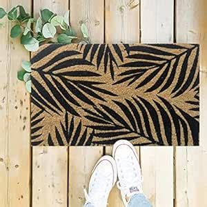 Buy ATMAH Black Leaves Coir Rectangular Doormat 35Cm X 60Cm Online at ...