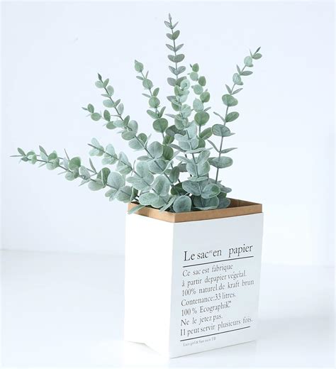 Buy Artificial Eucalyptus Stems Leaves - 25pcs Real Touch Fake ...