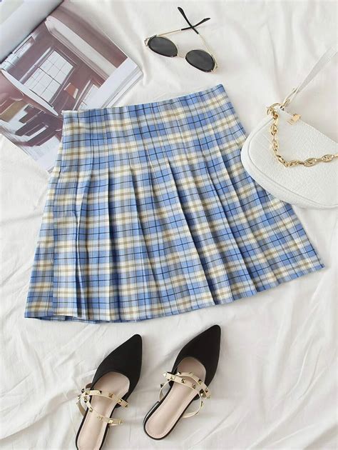 Plus Plaid High-Rise Pleated Mini Skirt | SHEIN USA