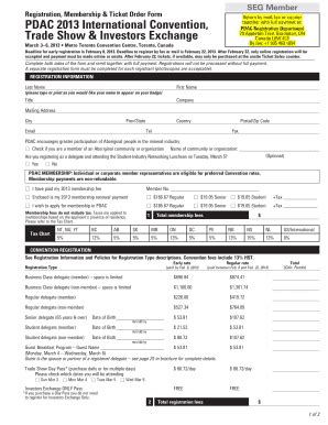 PDAC 2013 Convention Registration Form - Blank Fillable Template | Fill ...