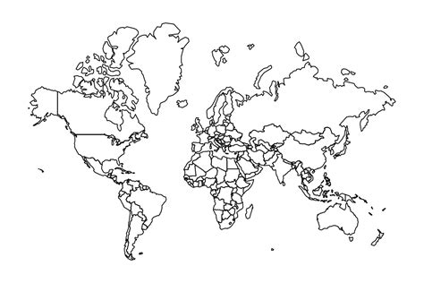Outline Sketch Map of the World With Countries 25844833 Vector Art at Vecteezy