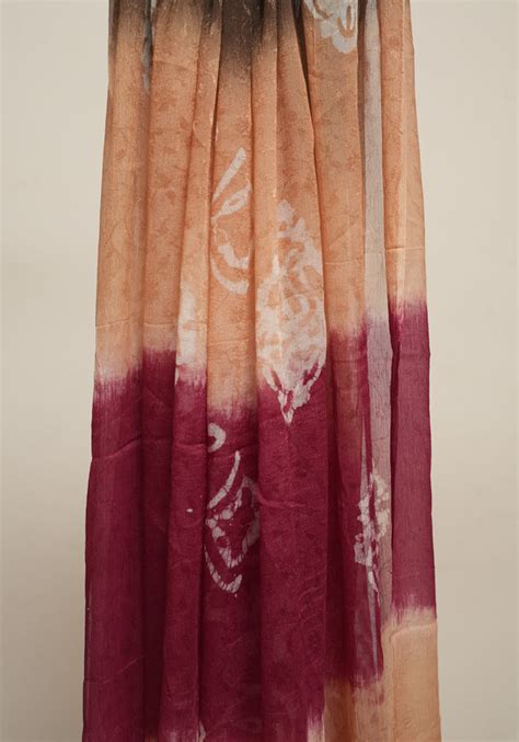 Light Brown and Jamun Red Unstitched Super Net Salwar Set with Batik ...