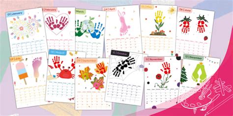 2023 Handprint Monthly Wall Calendar Posters Pack - Twinkl