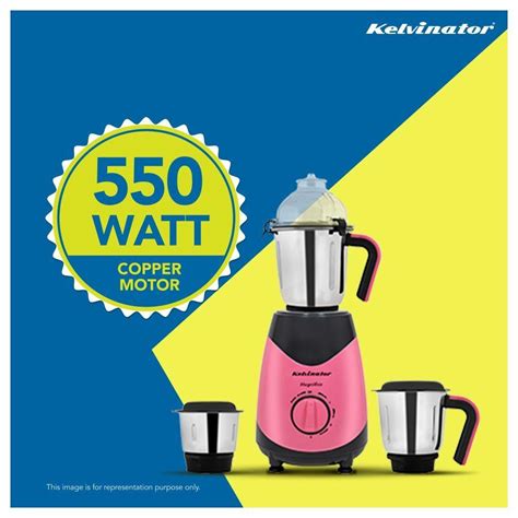 Buy Kelvinator Magnifico KMG00455 Mixer Grinder with 3 Jar, Pink Black ...