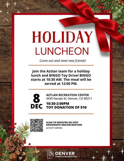 Holiday Luncheon & BINGO @ Aztlan (Ages 50+), 4435 Navajo St, Denver ...