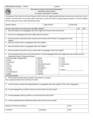 Fillable Online LANGUAGE USAGE SURVEY Fax Email Print - pdfFiller