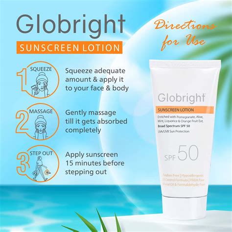 Buy GLOBRIGHT SUNSCREEN LOTION (SPF 50) 50 ML | WITH ALOE VERA | UVA ...