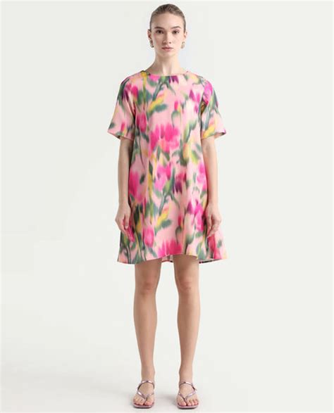 Rareism Women's Henkim Multi Polyester Blend Crew Neck Floral Print Mi