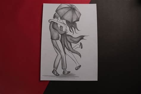 couple umbrella drawing