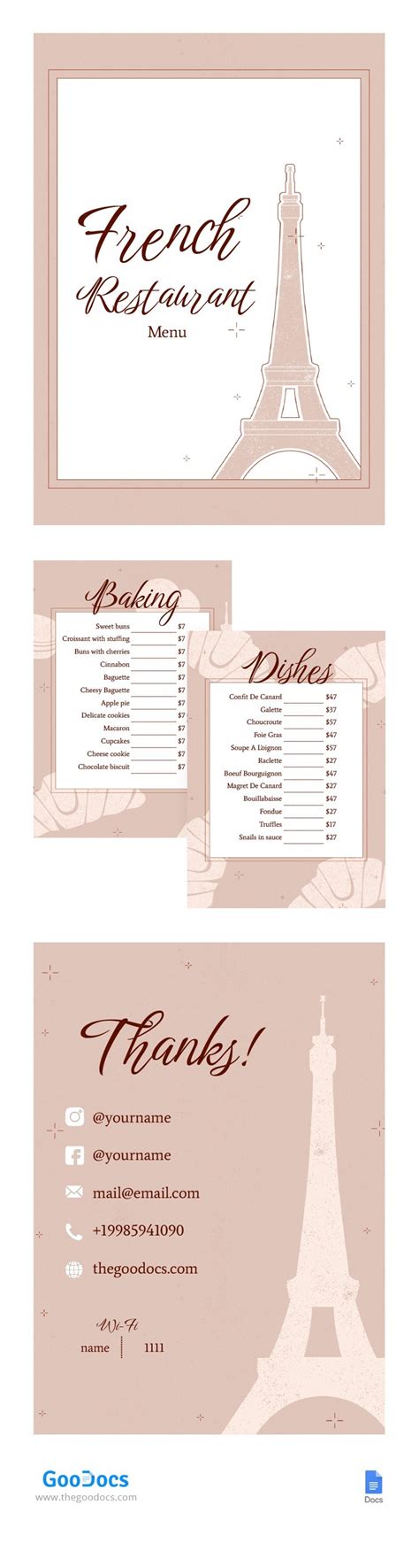 French Restaurant Menu Sample 的图像结果