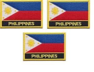 World Flags Direct 3 Pack Set of Philippines Rectangle Flag Patches ...