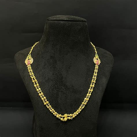 Silver Ladies Double Layer Peacock Chain Gold Polish – Silver Store Chennai