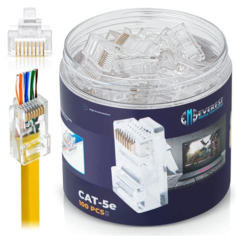 Everest Cat5e RJ45 Pass Through Connector 100-Pack - EZ Cat 5e Pass ...