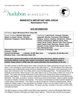 Fillable Online mn audubon Site Name Upper Minnesota River Valley - mn ...