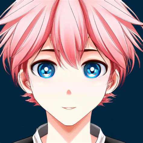 cute anime boy, pink hair, big blue eyes, detailed e... | OpenArt