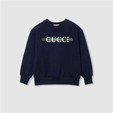 Children's cotton sweatshirt with Web in dark blue | GUCCI® US