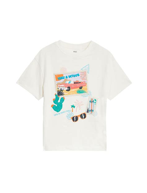 Buy Pure Cotton Postcard T-Shirt (2-8 Yrs) at Marks & Spencer