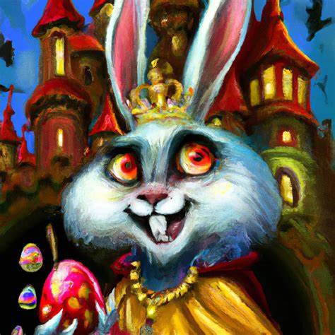 Portrait of a creepy grinnig colorful easter bunny w... | OpenArt