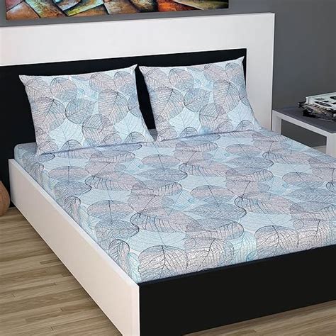 Divine Casa Classic 144 TC Cotton Double Bedsheet with 2 Pillow Covers ...