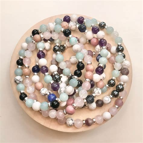 Buy Anxiety Relief Affirmation Bracelet / Sodalite Rhodonite & Howlite ...