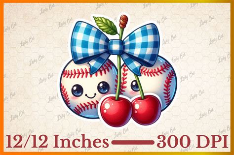 Retro Baseball Cherries PNG Graphic by Lady Cat · Creative Fabrica