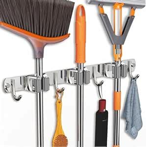 JD FRESH 1 Pcs Stainless Steel Mop and Broom Holder Wall Mount 3 Slot ...