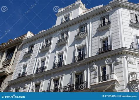 Traditional Spanish Structure With Windows And Balconies With Modernist ...