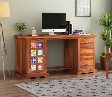 Wooden Study Table with Computer 的图像结果