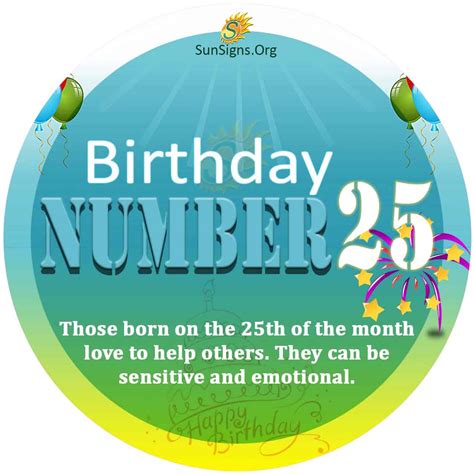 Birthday Number 25 - Born On The 25th Day Of The Month - SunSigns.Org