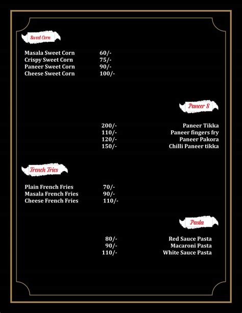 Menu at Heaven Cafe & Hotel (Cafe Hideout), Phulera