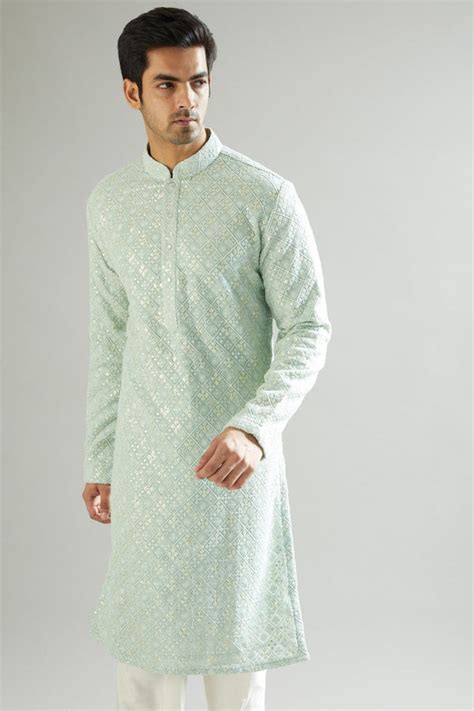 Sea Green Embroidered Kurta